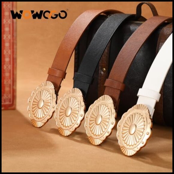 Vintage Western Cowgirl Belt Concho Buckle Faux Leather Adjustable Boho - Picture 7 of 7